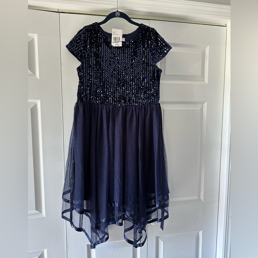 Big Girls New with tags beautiful dress with long fluffy skirt & sequins size 16